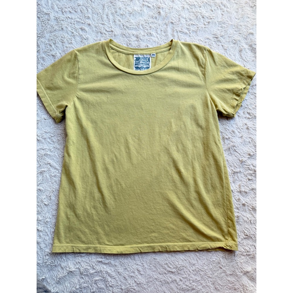 Jungmaven Hemp Organic Cotton Blend Crew Neck T-Shirt Lime Green Yellow XS Tee - Picture 8 of 11